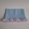Gehaakte muts met imitatiebont 'Baby blue & lilac'