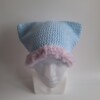 Gehaakte muts met imitatiebont 'Baby blue & lilac'