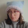 Gehaakte muts met imitatiebont 'Baby blue & lilac'