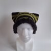 Gehaakte muts met imitatiebont 'Black & army green'