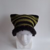 Gehaakte muts met imitatiebont 'Black & army green'