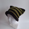 Gehaakte muts met imitatiebont 'Black & army green'