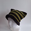 Gehaakte muts met imitatiebont 'Black & army green'