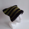 Gehaakte muts met imitatiebont 'Black & army green'