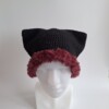 Gehaakte muts met imitatiebont 'Black & burgundy'