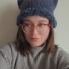 Gehaakte muts met imitatiebont 'Denim blue'