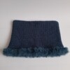 Gehaakte muts met imitatiebont 'Denim blue'