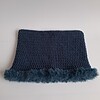 Gehaakte muts met imitatiebont 'Denim blue'