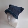Gehaakte muts met imitatiebont 'Denim blue'