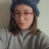 Gehaakte muts met imitatiebont 'Denim blue'