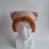 Gehaakte muts met imitatiebont 'Dusty pink & brown'
