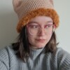 Gehaakte muts met imitatiebont 'Dusty pink & brown'