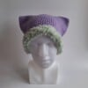Gehaakte muts met imitatiebont 'Lilac & sage'