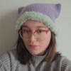 Gehaakte muts met imitatiebont 'Lilac & sage'