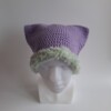 Gehaakte muts met imitatiebont 'Lilac & sage'