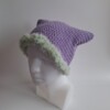 Gehaakte muts met imitatiebont 'Lilac & sage'