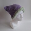 Gehaakte muts met imitatiebont 'Lilac & sage'