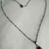 Ketting 45cm zilver met droogbloem rood