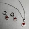 Ketting 45cm zilver met droogbloem rood