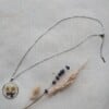 Ketting 50cm zilver met droogbloem paars
