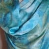 Satijnzijden sjaal turquoise met botanische print
