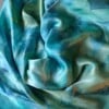 Satijnzijden sjaal turquoise met botanische print