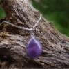 Stainless steel ketting met amethist druppel hanger