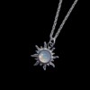 Stainless steel ketting met zon hanger regenboogmaansteen