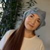 denim baret met bloem