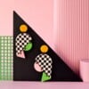 3 colors - colorful fun memphis style polymer clay earrings - maximalist geometrical grid checker statement dangle jewelry