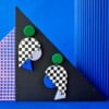 3 colors - colorful fun memphis style polymer clay earrings - maximalist geometrical grid checker statement dangle jewelry