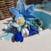 Blauw gehaakt boeket