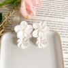 Cay- Dubbele bloemen bruids oorbellen met parels