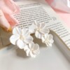Cay- Dubbele bloemen bruids oorbellen met parels