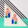 Colorful Memphis style earrings in polymer clay. 80s fun maximalist arch geometric playful lightweight dangle colorblock earring