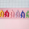 Colorful Memphis style squiggle earrings in 6 different colors. polymer clay earrings. 80s fun minimal arch geometric playful lightweight dangle colorblock earrings
