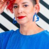 Colorful Memphis style squiggle earrings in 6 different colors. polymer clay earrings. 80s fun minimal arch geometric playful lightweight dangle colorblock earrings