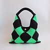 Gehaakte checker handtas 'Black & neon green'