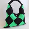 Gehaakte checker handtas 'Black & neon green'