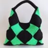 Gehaakte checker handtas 'Black & neon green'