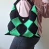 Gehaakte checker handtas 'Black & neon green'