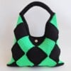 Gehaakte checker handtas 'Black & neon green'