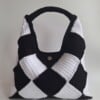 Gehaakte checker handtas 'Black & white'