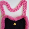 Gehaakte tas 'Black & pink furry star'