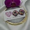 Handgemaakt epoxy oorstekers 'ruit' - glittermix