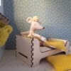 Poppenhuis 1 persoons bed - Miniatuurhuis Bed met matras, kussen en dekbed.