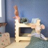 Poppenhuis Stapelbed - Poppenhuismeubel stapelbed met 2 matrassen, slaapzakken en kussens
