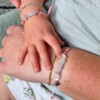 Roze schuifarmband voor moeder en dochter met rozenkwarts