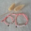 Roze schuifarmband voor moeder en dochter met rozenkwarts