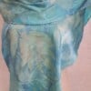 Satijnzijden sjaal turquoise met botanische print